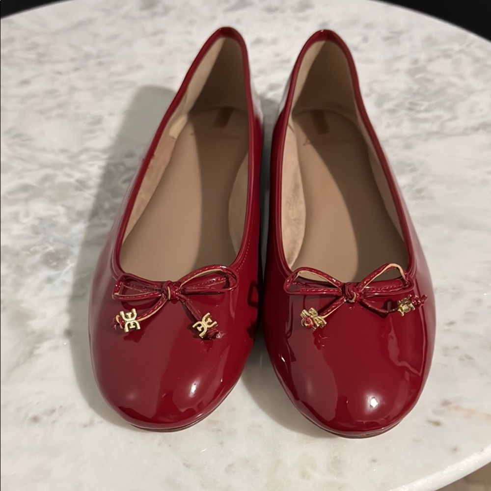 Sam Edelman Red Flats with Gold Accents